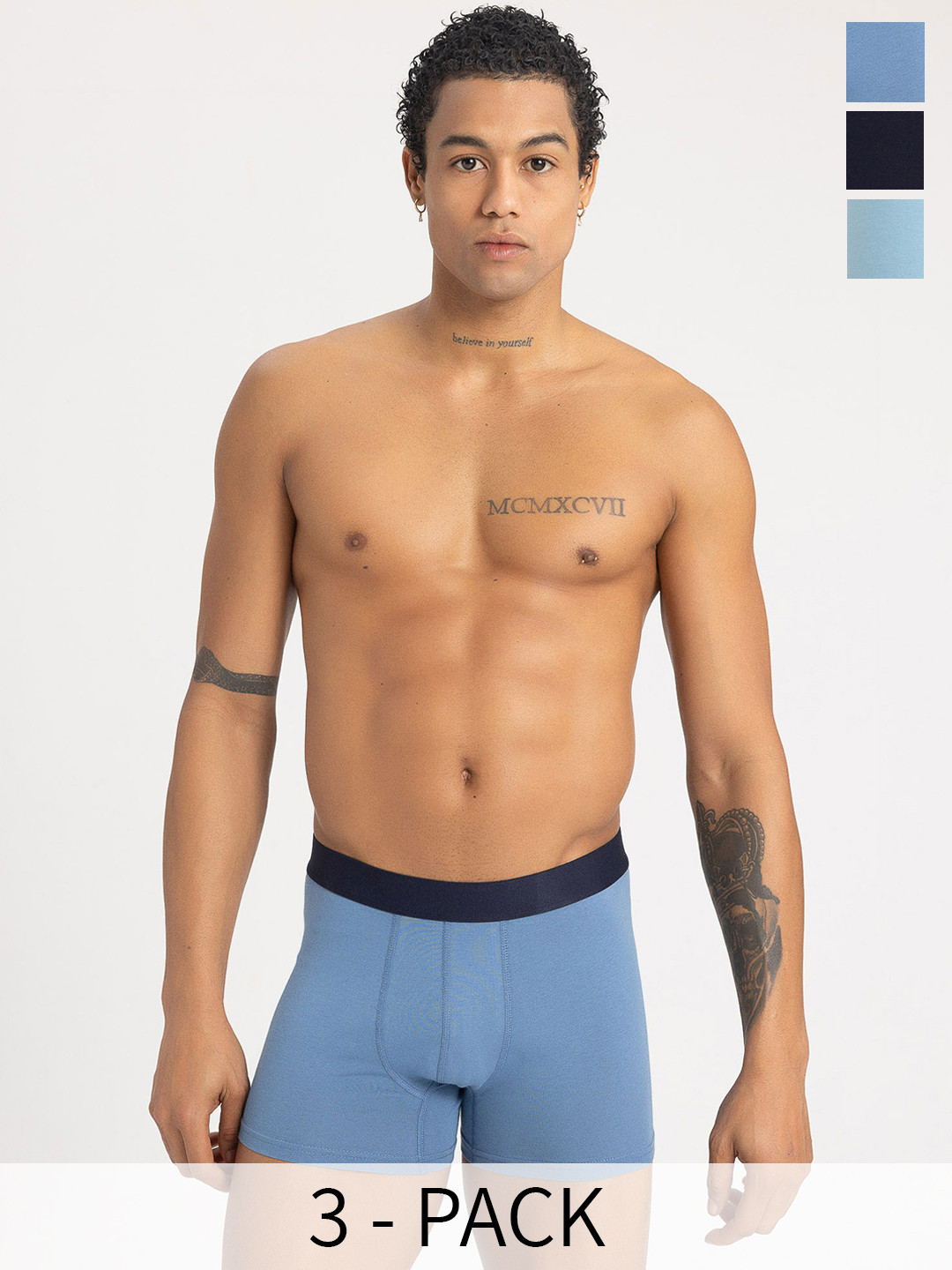 

DeFacto Pack Of 3 Mid-Rise Trunks 233783992-NV135, Blue