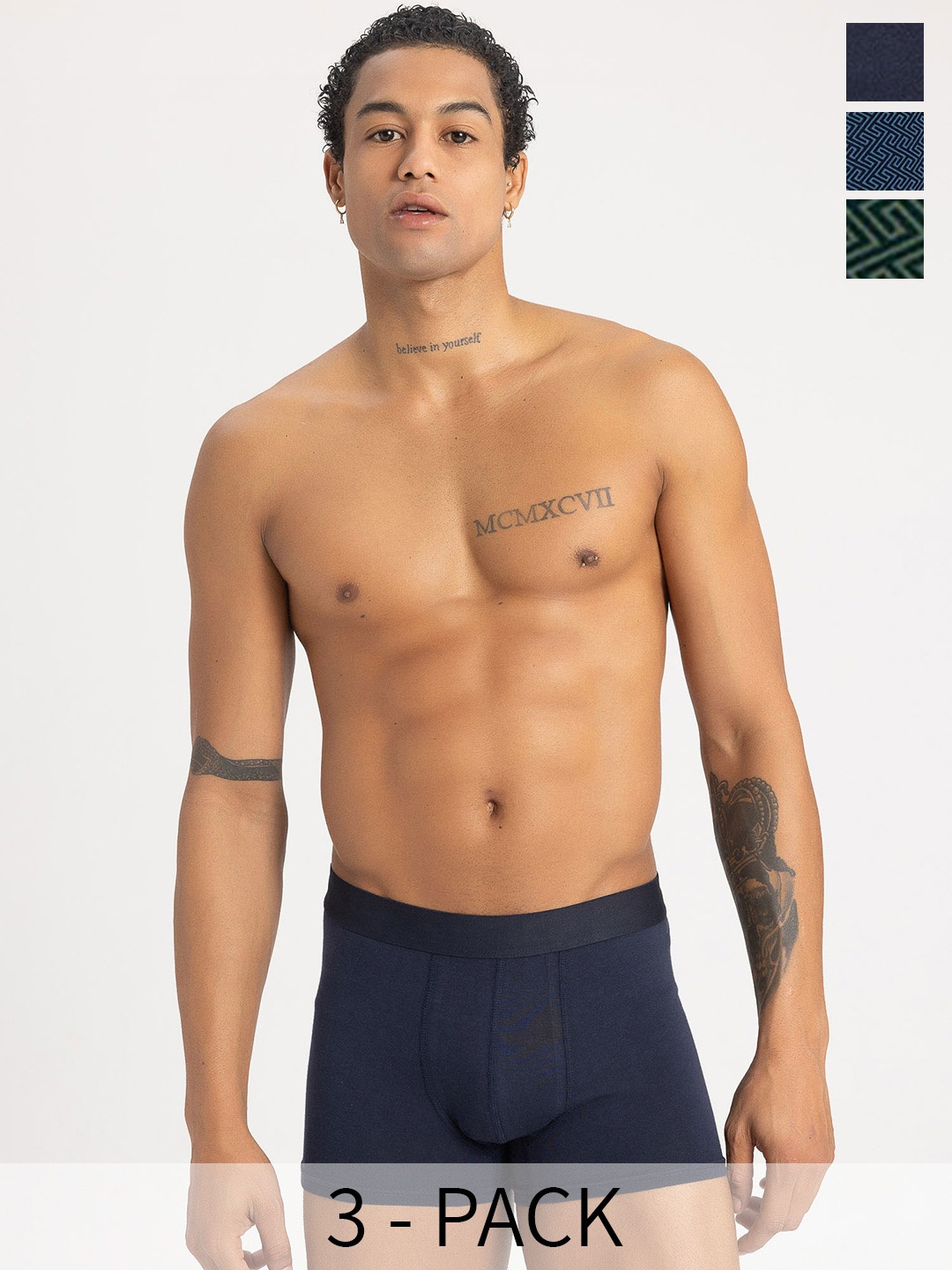 

DeFacto Pack Of 3 Printed Trunks- 233888933-NV135, Blue