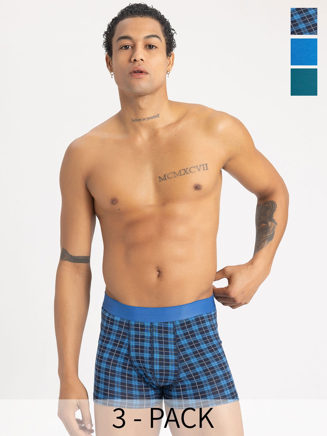 

DeFacto Pack Of 3 Cotton Trunks 233943776-NV135, Blue