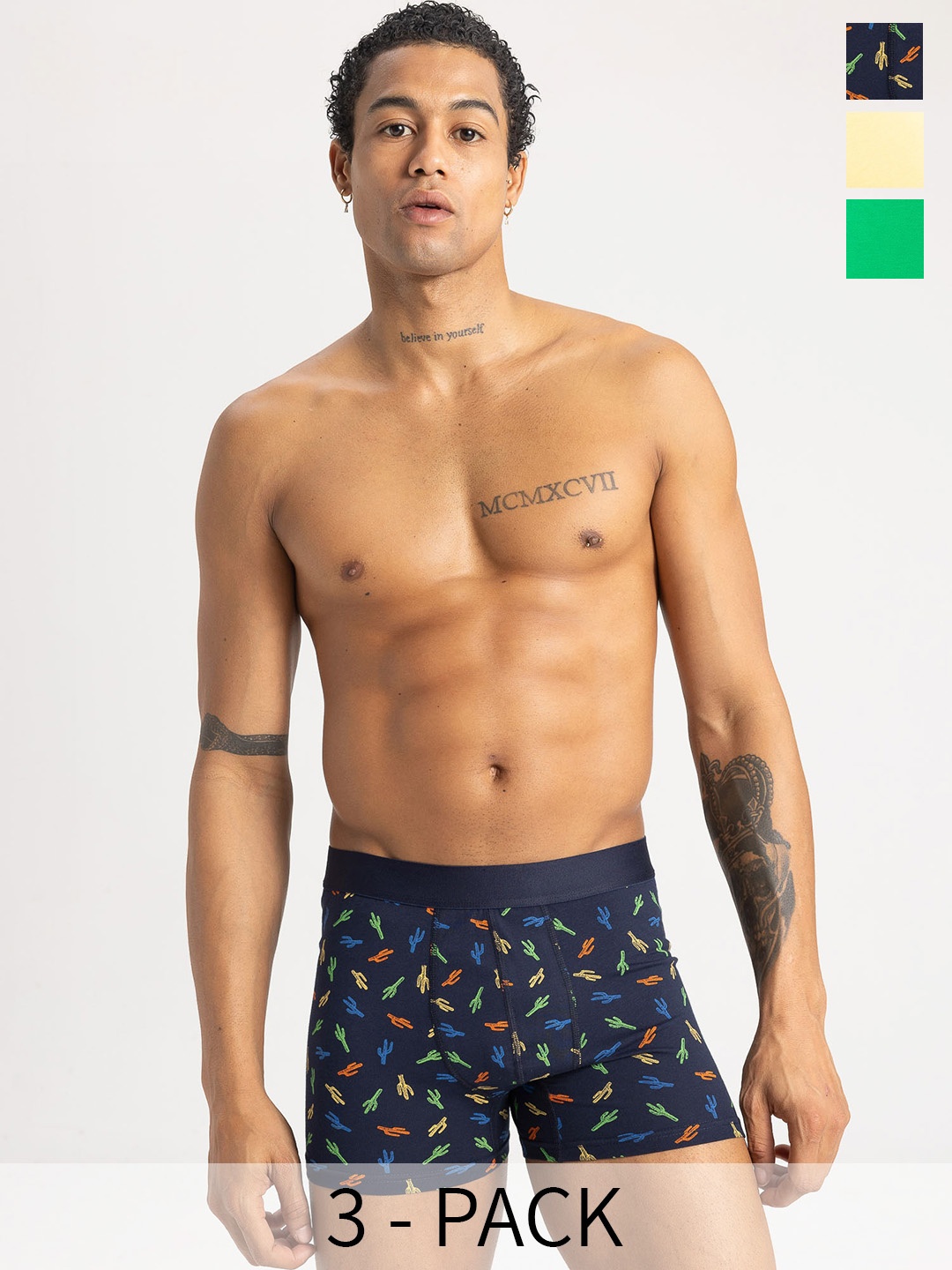 

DeFacto Pack Of 3 Mid-Rise Trunks 234054740-GN687, Yellow