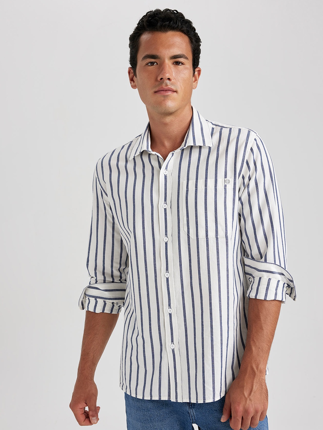 

DeFacto Striped Casual Shirt, White