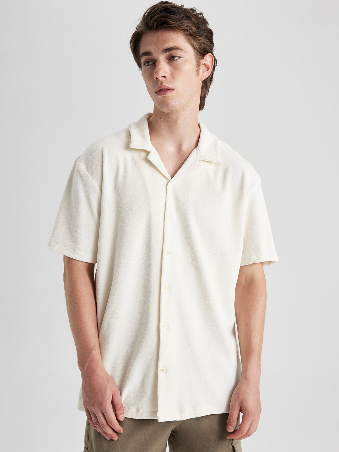 

DeFacto Cuban Collar Casual Shirt, Off white
