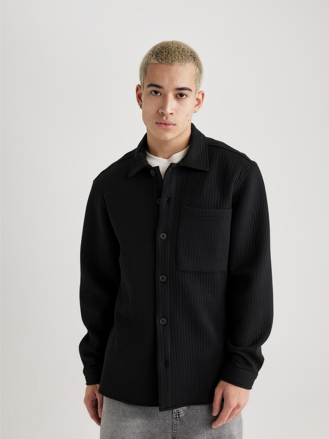 

DeFacto Spread Collar Casual Shirt, Black