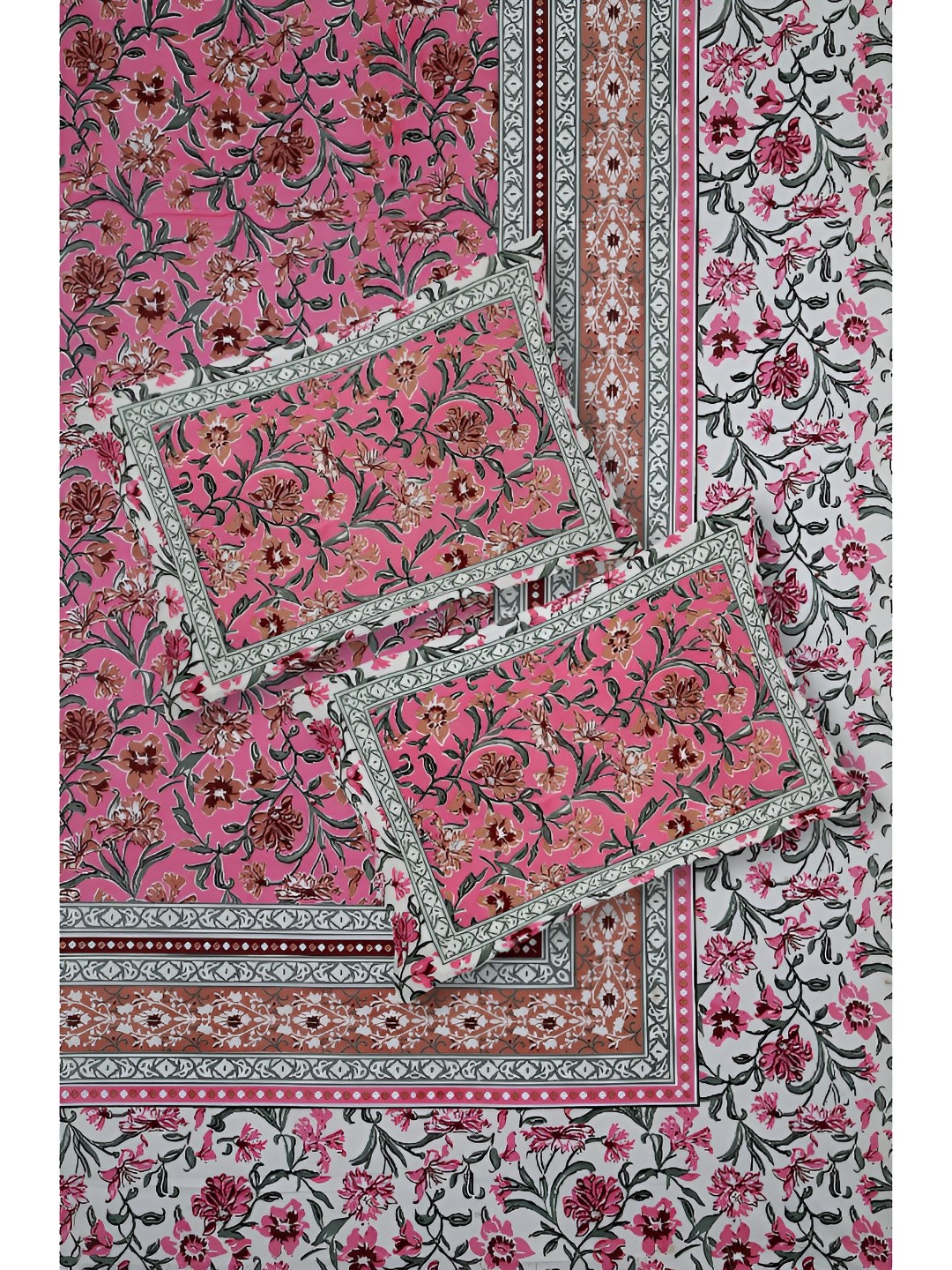 

Serene Decor Pink & White Floral Printed 160 TC King Bedsheet Set