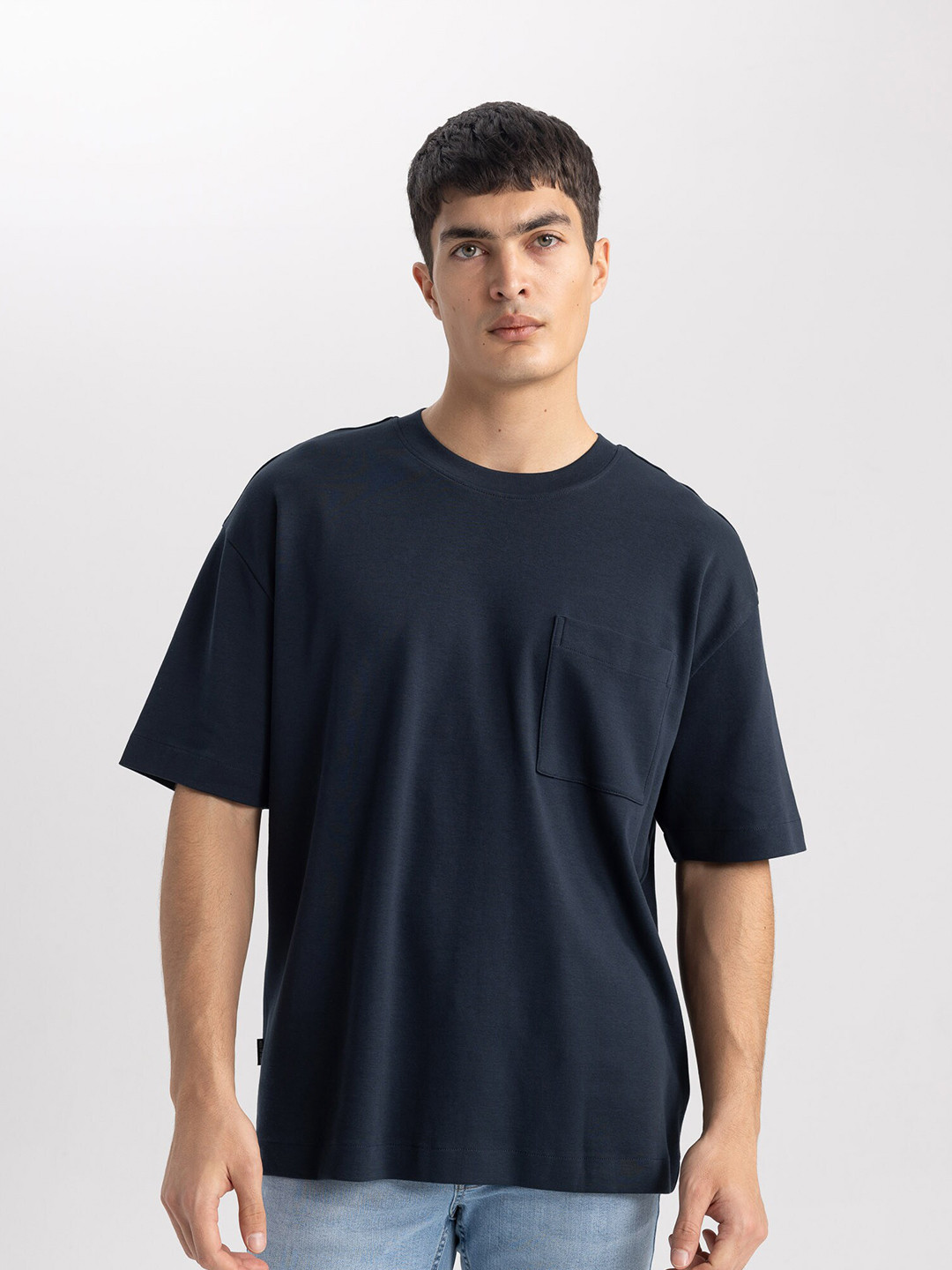 

DeFacto Drop-Shoulder Pure Cotton T-shirt, Black