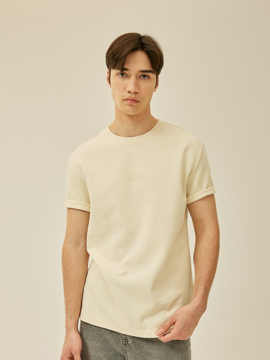 

DeFacto Round Neck T-shirt, Beige