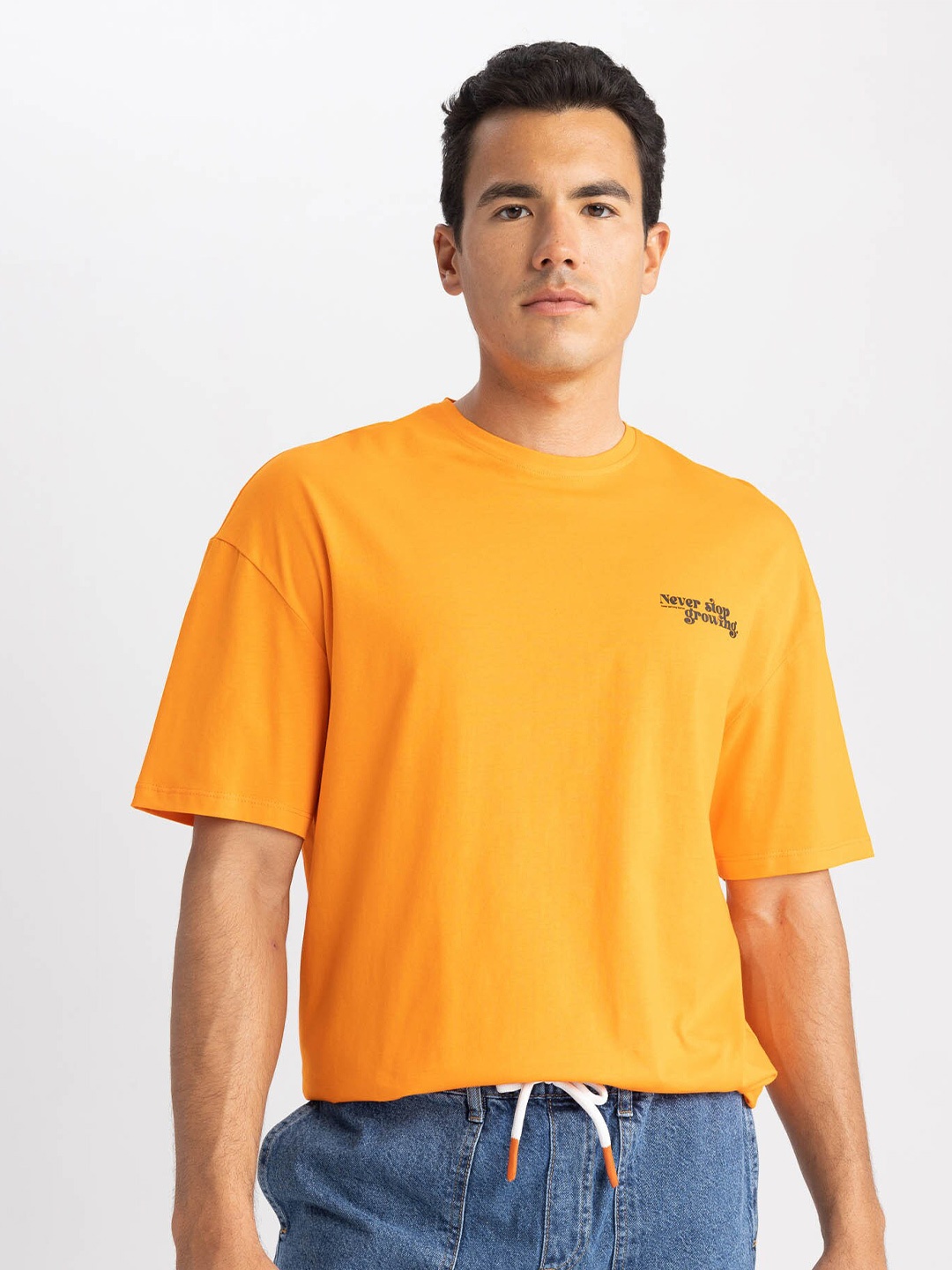 

DeFacto Round Neck Pure Cotton T-shirt, Orange