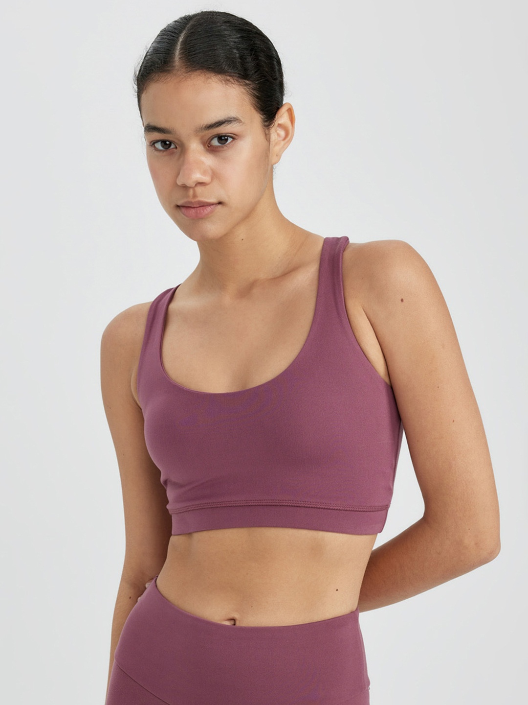 

DeFacto Non-Wired Non Padded Seamless Reversible Workout Bra, Purple