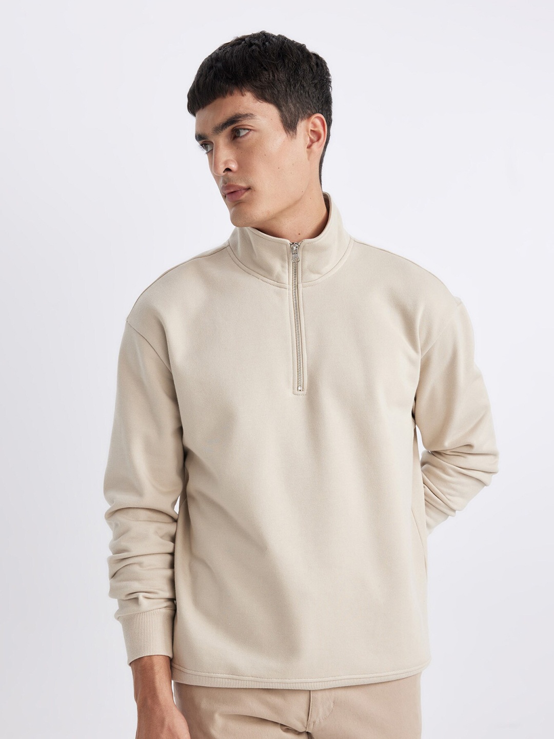 

DeFacto High Neck Pullover Sweatshirts, Beige