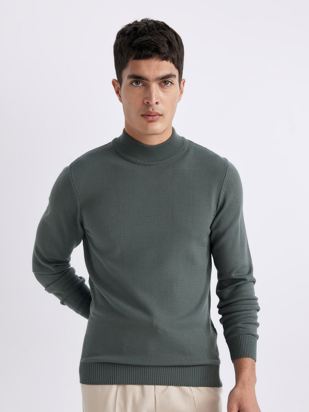 

DeFacto Turtle Neck Ribbed Acrylic Pullover, Green