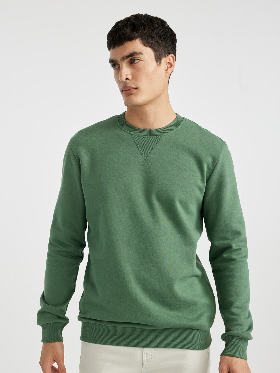 

DeFacto Round Neck Long Sleeves Pullover, Green