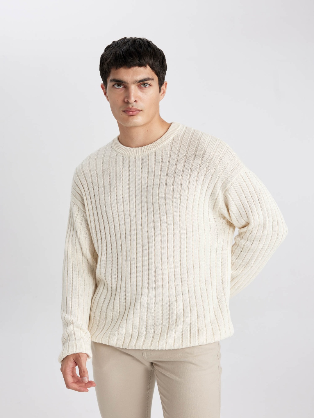 

DeFacto Open Knit Pullover, White