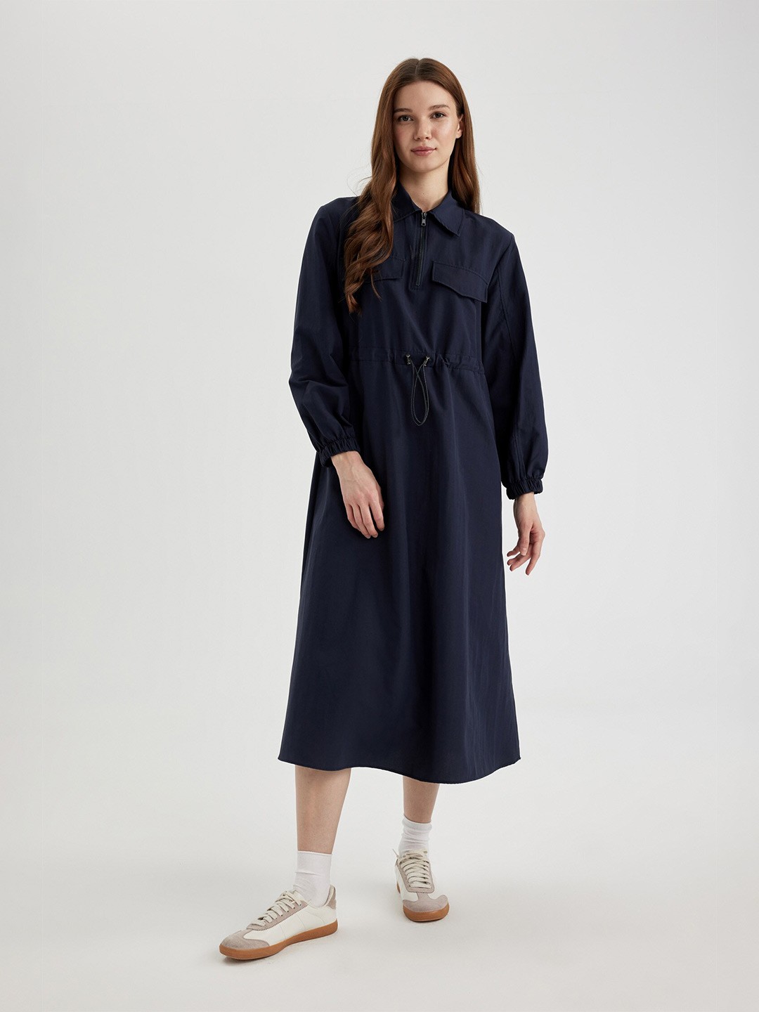 

DeFacto Shirt Midi Dress, Navy blue