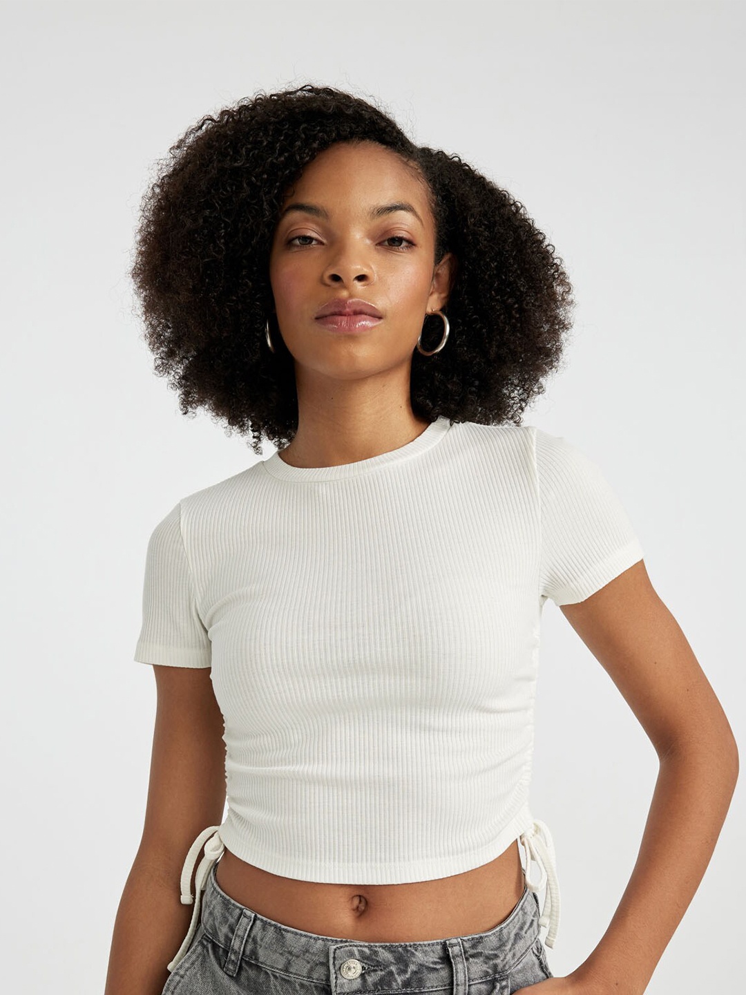 

DeFacto Lace-Up Fitted Top, White