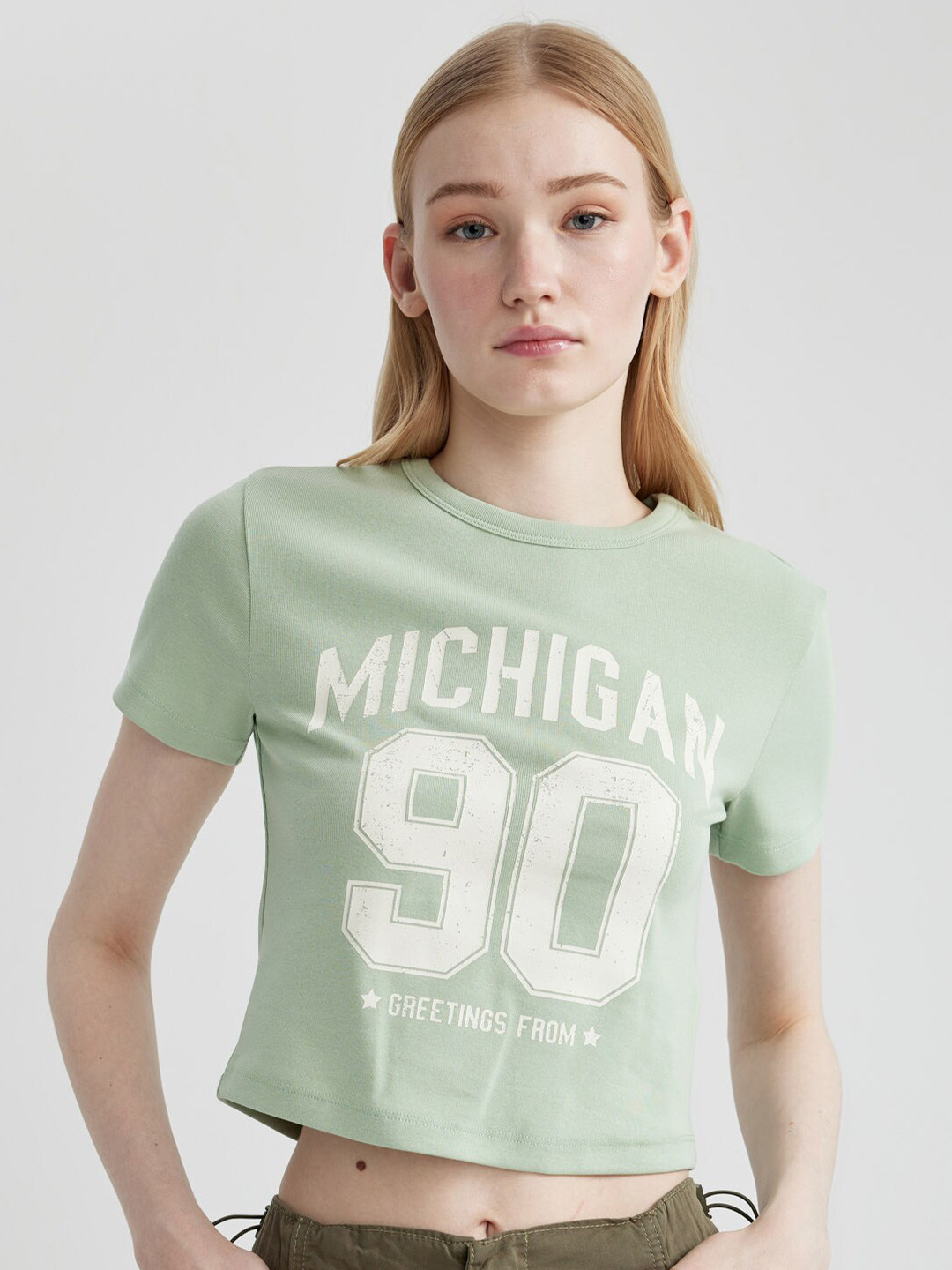 

DeFacto Typography Printed T-shirt, Green