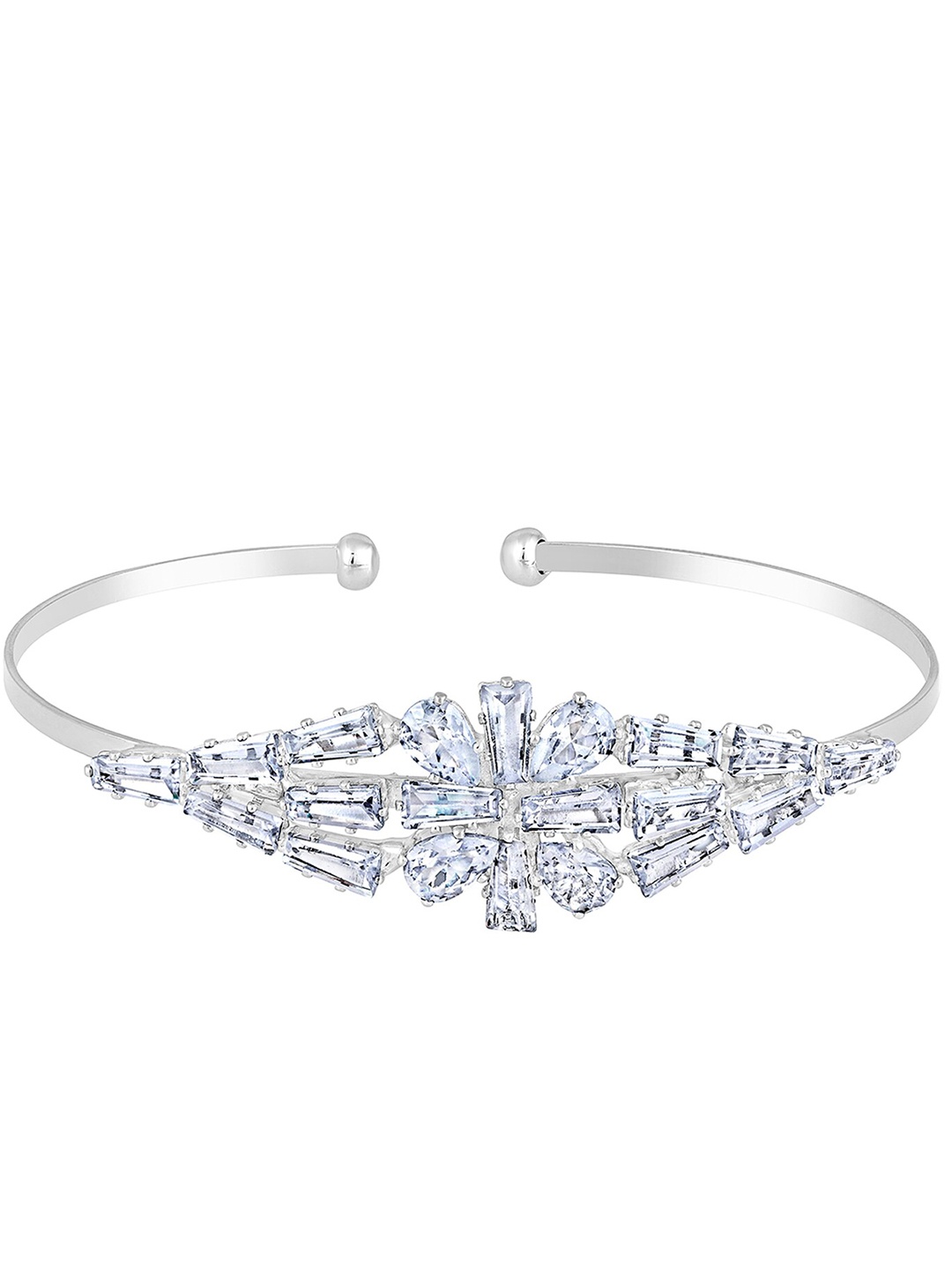 

Mahi Rhodium-Plated Cubic Zirconia Cuff Bracelet, Silver