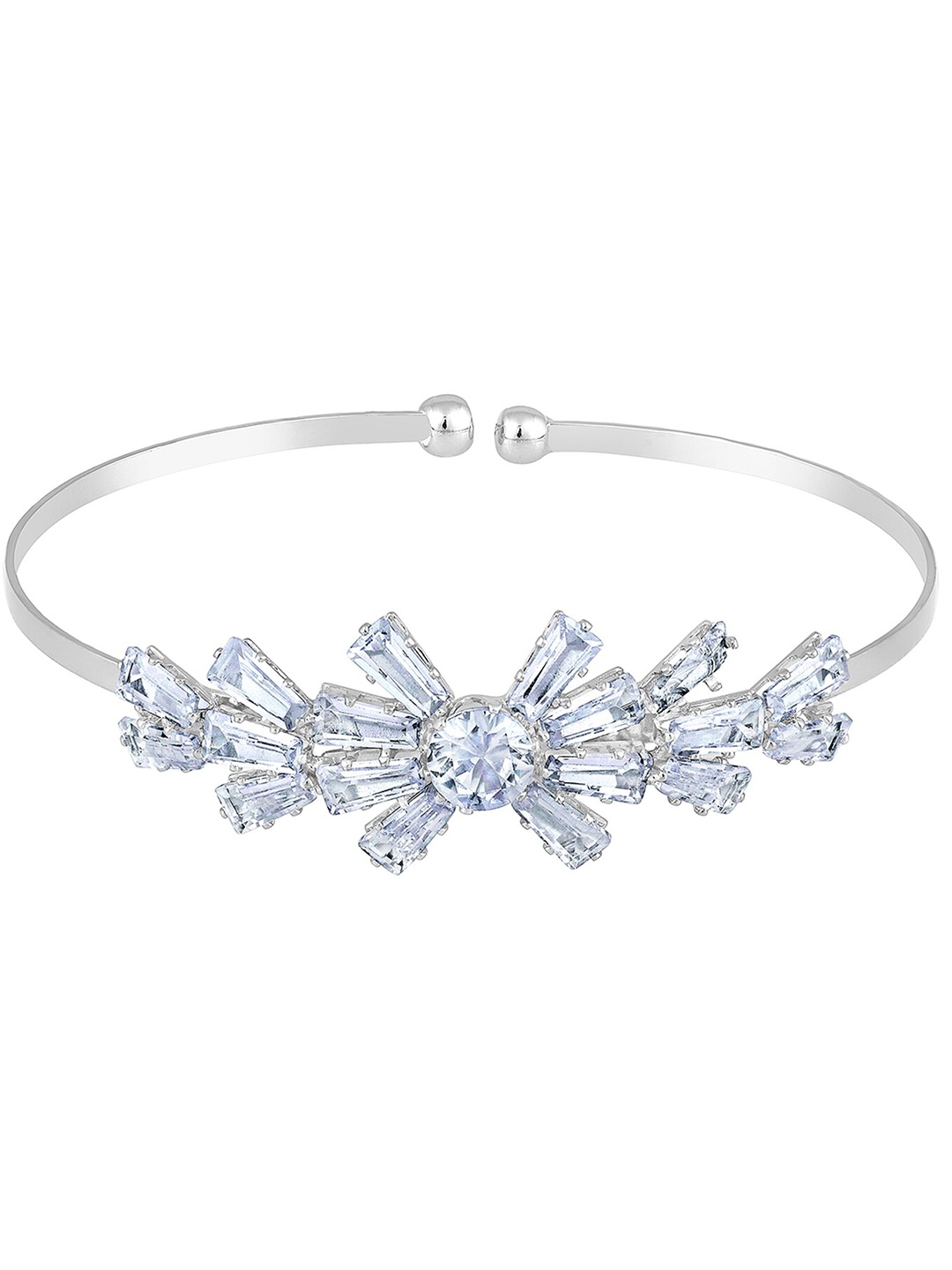 

Mahi Cubic Zirconia Rhodium-Plated Kada Bracelet, Silver