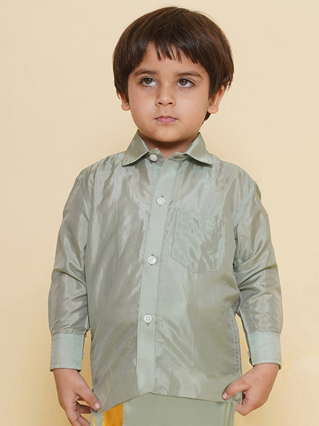 

Sethukrishna Boys Printed Spread Collar Casual Shirt, Green