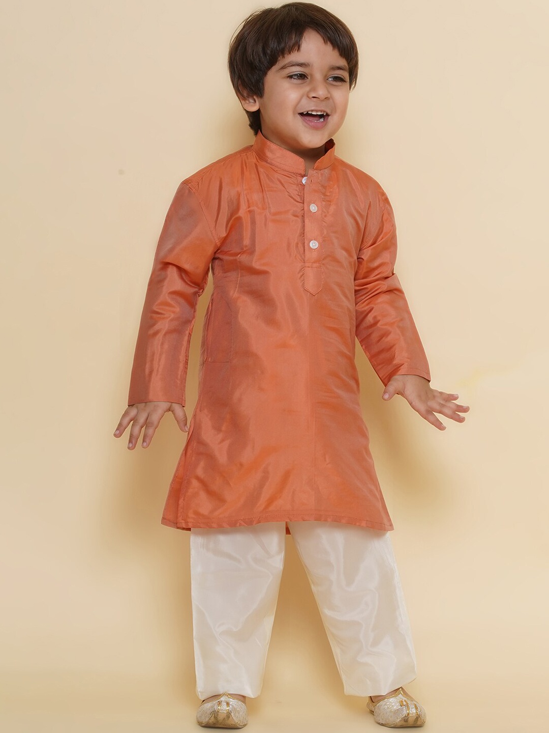 

Sethukrishna Boys Mandarin Collar Kurta, Peach