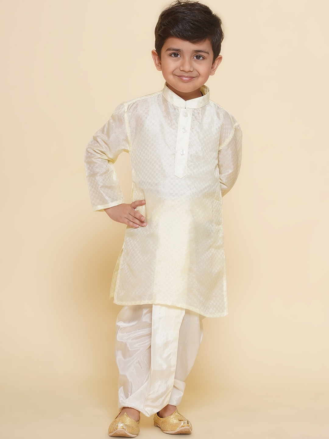 

Sethukrishna Boys Mandarin Collar Kurta, White