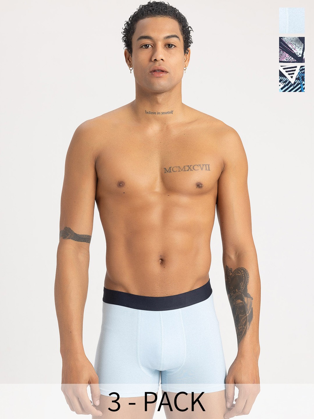 

DeFacto Pack Of 3 Cotton Short Trunks, Blue