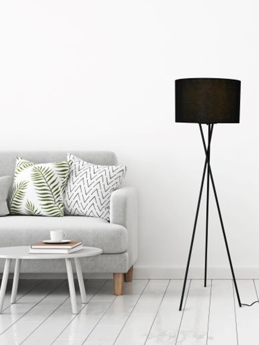 

THE STELLAR KRAFT Bold Black Cylinder Metal Floor Lamps