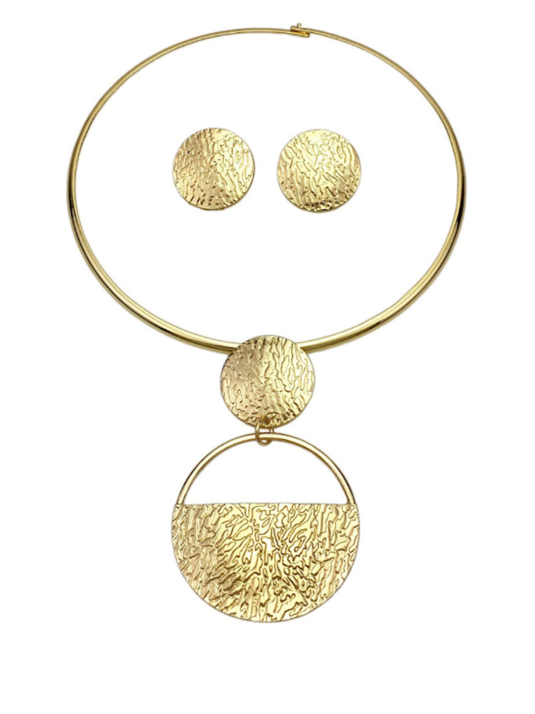 

SYGA Round Textured Jewellery Set, Gold