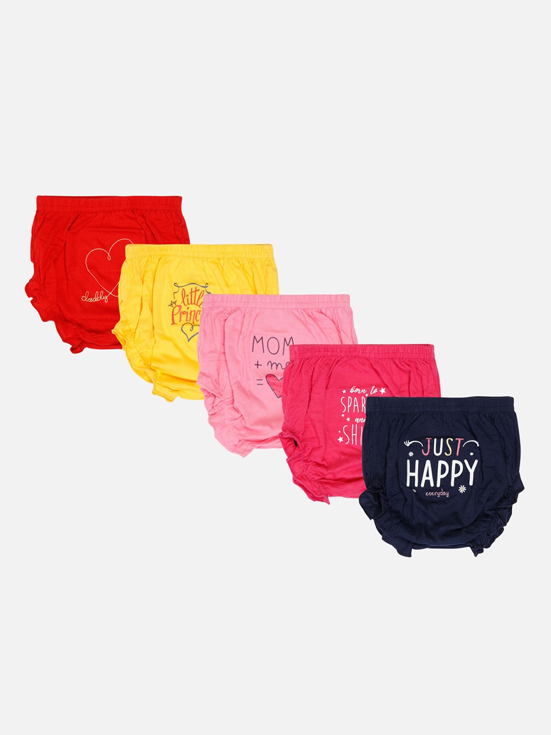 

Bodycare Infants Girls Pack Of 5 Assorted Typography Printed Cotton Basic Briefs