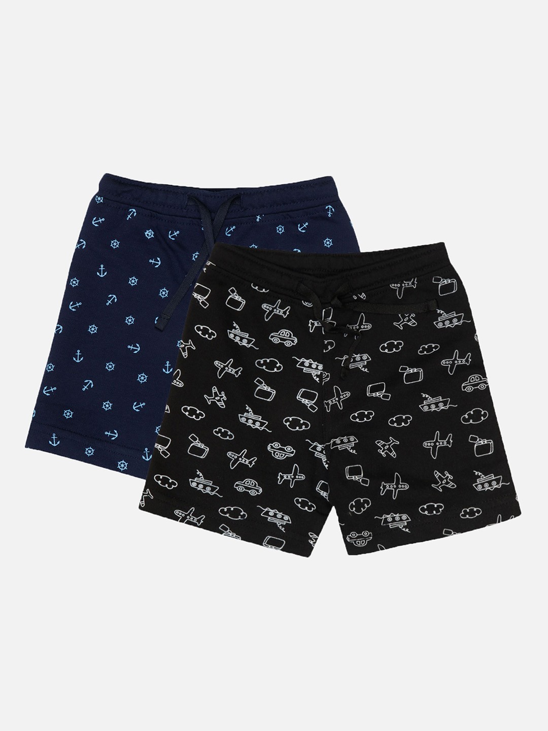 

Bodycare Kids Boys Pack Of 2 Printed Mid-Rise Cotton Shorts, Black