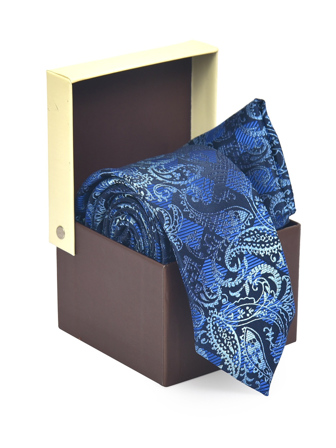 

Hashburys Men Printed Microfiber Premium Tie With Pocket Square, Blue