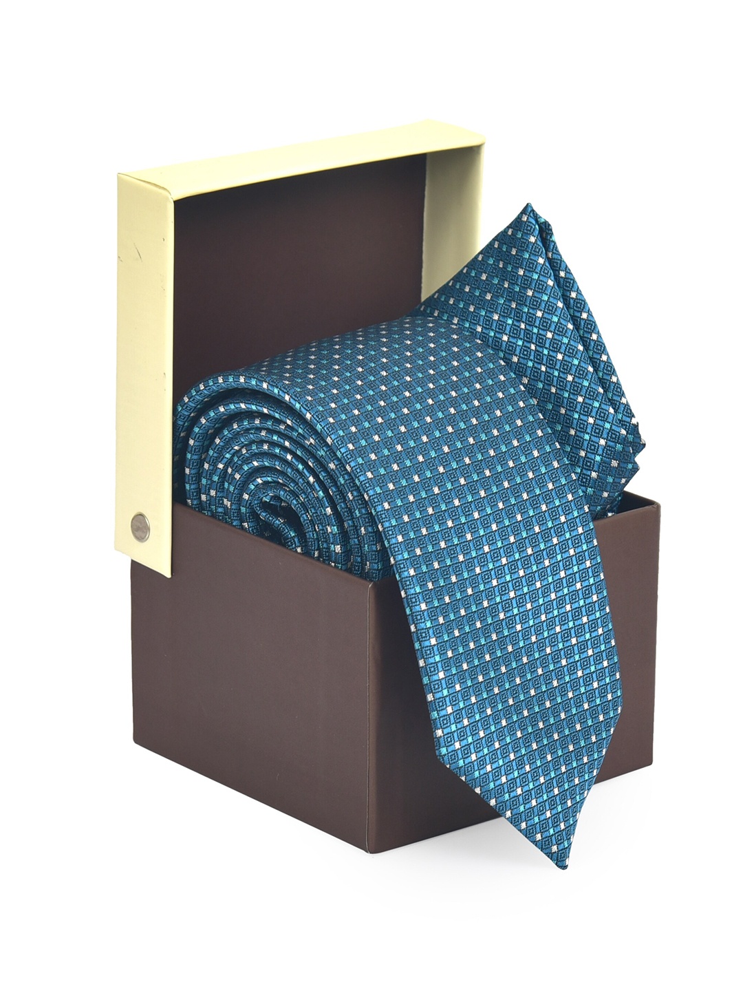 

Hashburys Men Printed Microfiber Premium Tie With Pocket Square, Blue