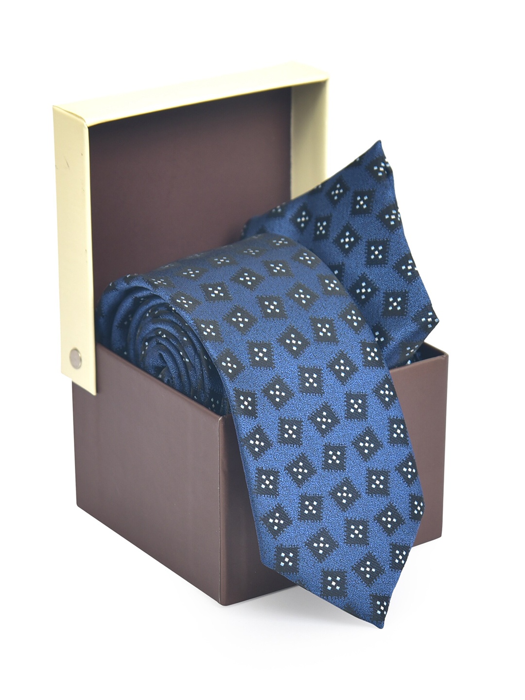 

Hashburys Men Printed Microfiber Premium Tie With Pocket Square, Blue