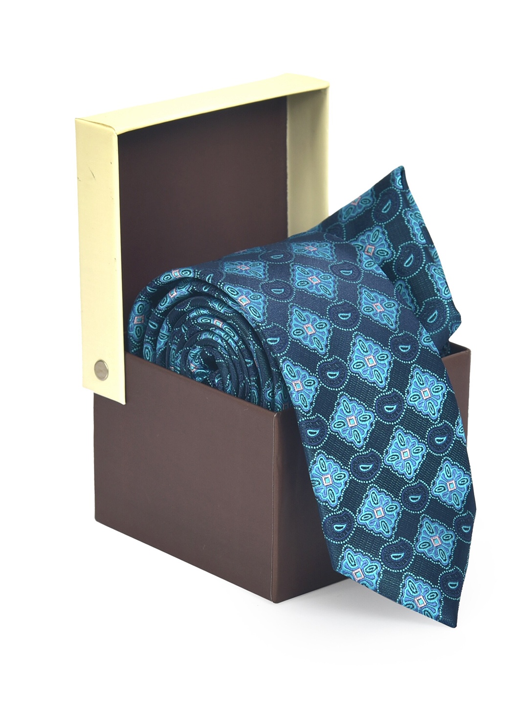 

Hashburys Men Printed Microfiber Premium Tie With Pocket Square, Navy blue