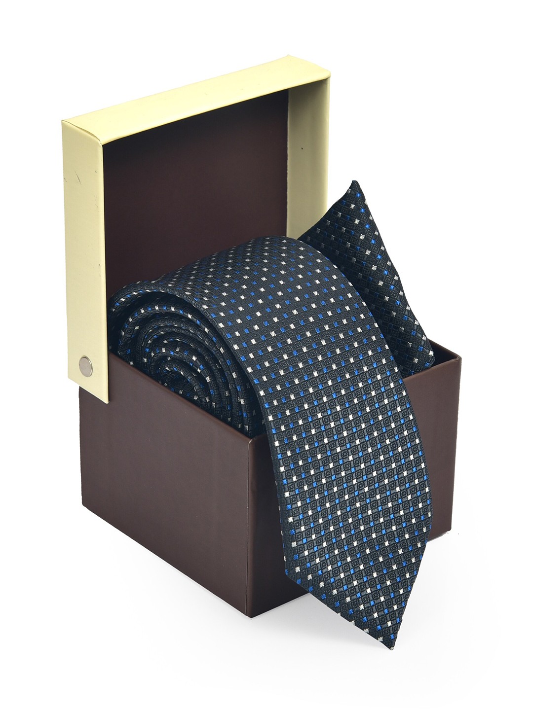 

Hashburys Men Printed Microfiber Premium Tie With Pocket Square, Black
