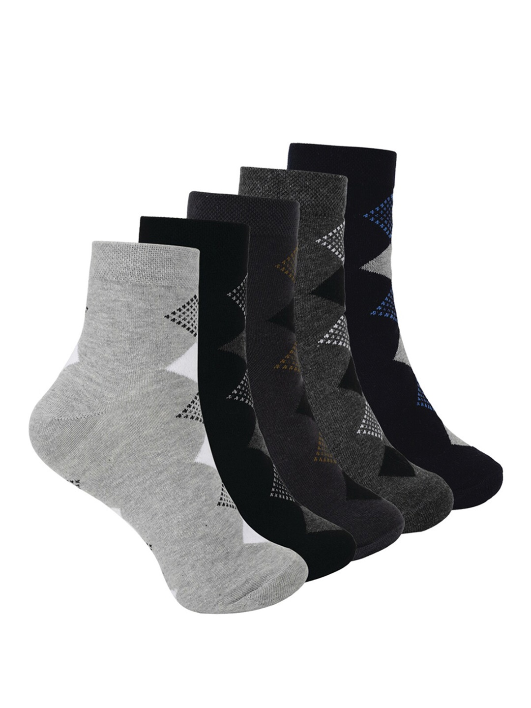 

UrbanMark Men Pack Of 5 Patterned Ankle-Length Socks, Black