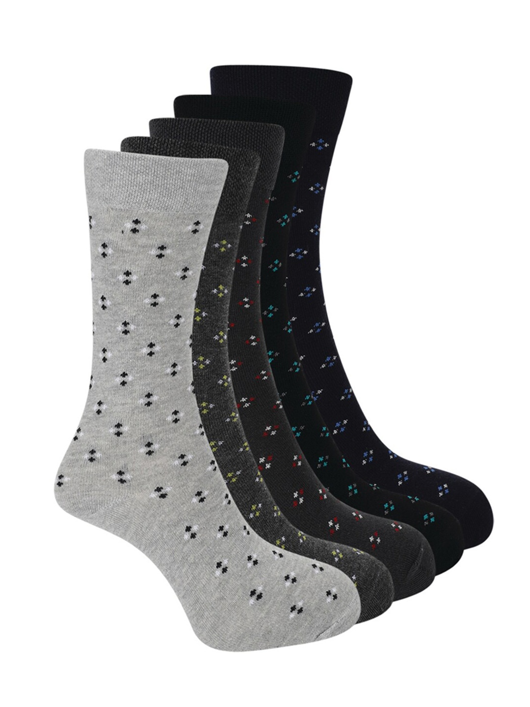 

UrbanMark Men Pack Of 5 Patterned Moisture Wicking Ankle-Length Socks, Grey