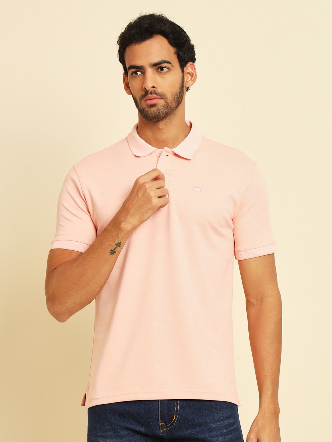 

MUWIN Polo Collar Short Sleeves Regular T-shirt, Pink