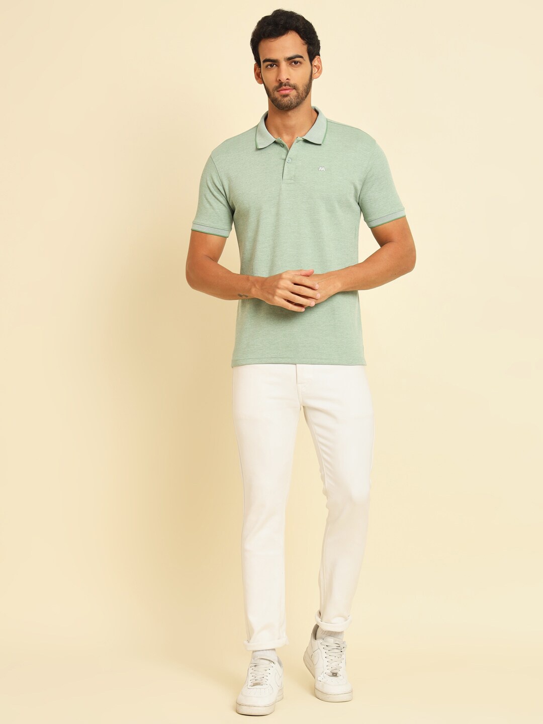 

MUWIN Polo Collar Short Sleeves Regular T-shirt, Green
