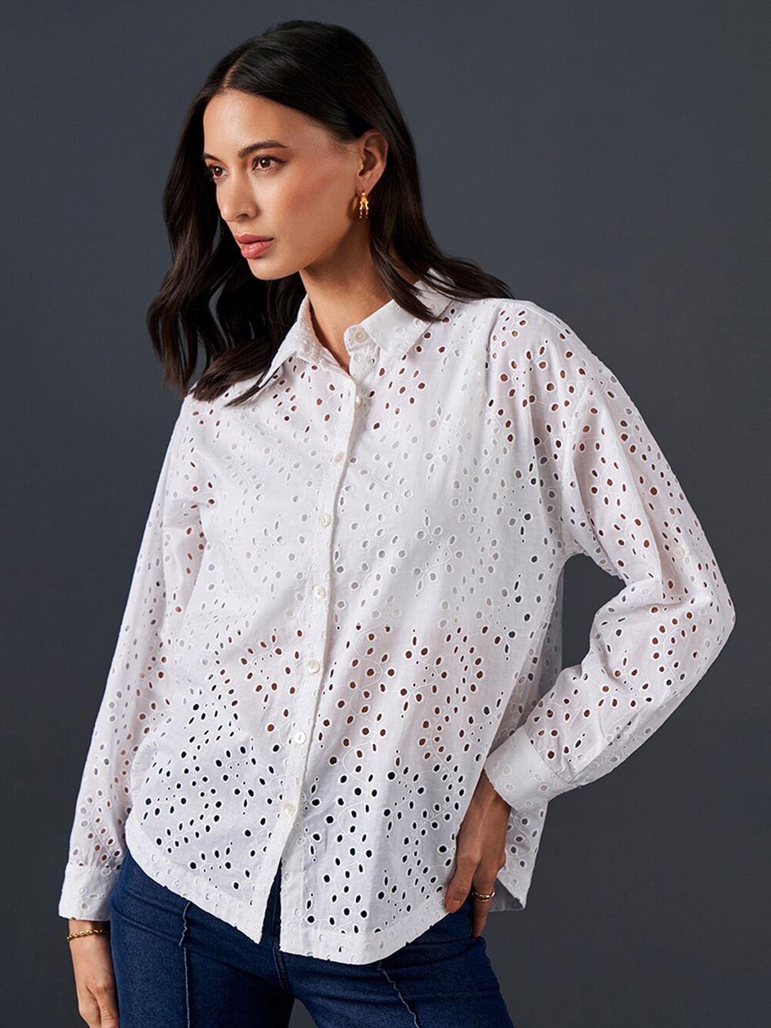 

AND Cotton Shirt Style Top, White