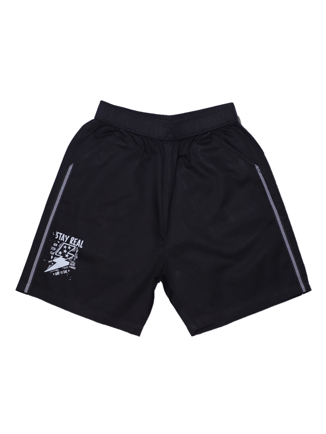 

VEDANA Boys Mid Rise Cotton Shorts, Black