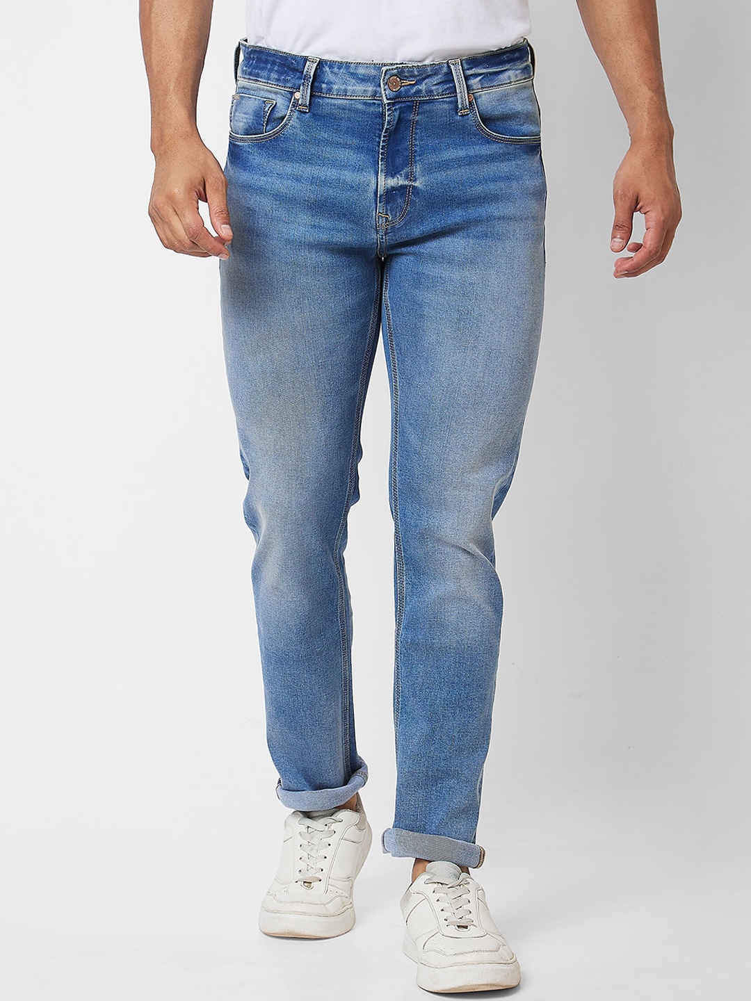 

SPYKAR Men Relaxed Fit Heavy Fade Clean Look Cotton Jeans, Blue