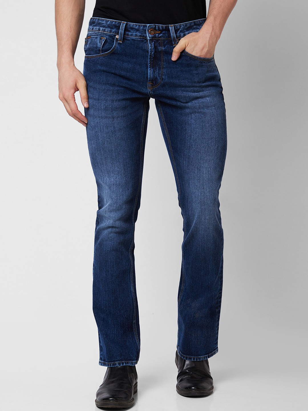 

SPYKAR Men Bootcut Light Fade Clean Look Stretchable Jeans, Blue