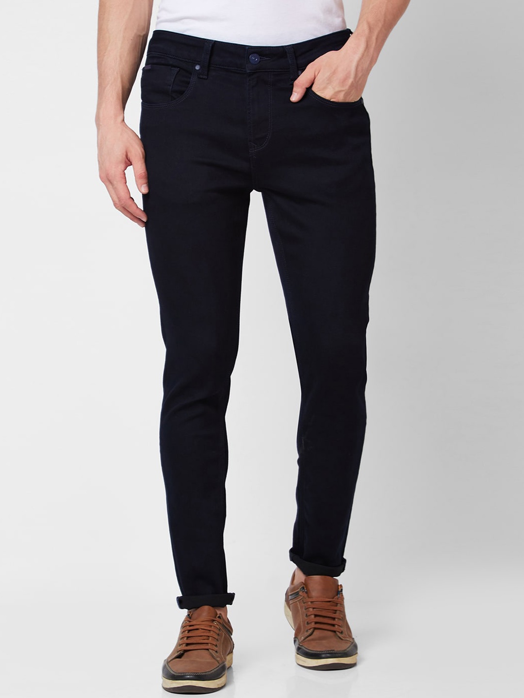

SPYKAR Men Slim Fit Low-Rise Cotton Stretchable Jeans, Blue