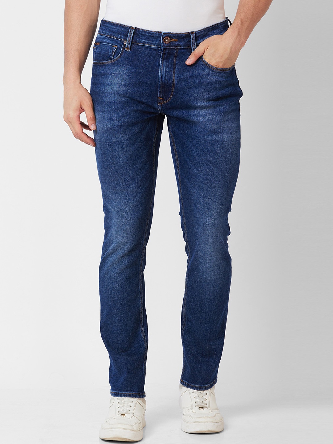 

SPYKAR Men Relaxed Fit Heavy Fade Clean Look Cotton Jeans, Blue