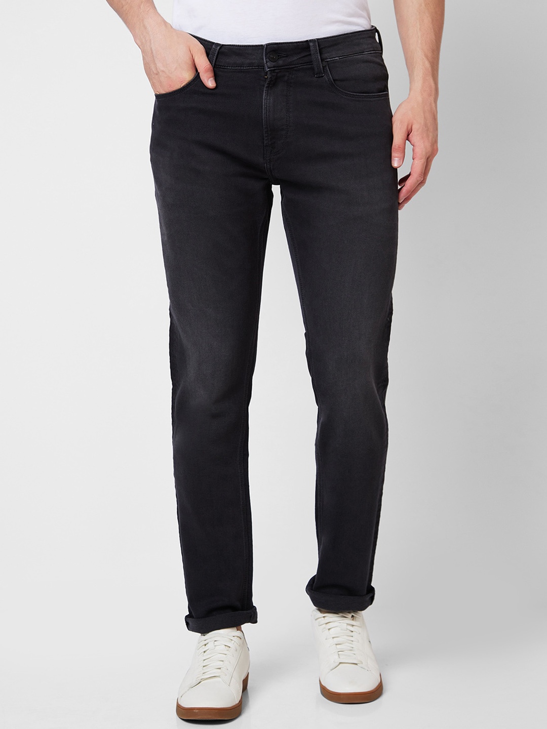 

SPYKAR Men Relaxed Fit Clean Look Stretchable Jeans, Black