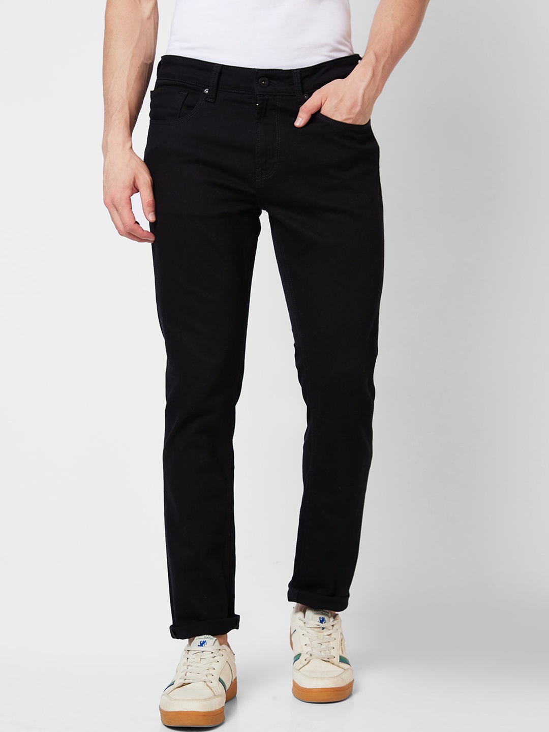 

SPYKAR Men Mid Rise Cotton Jeans, Black