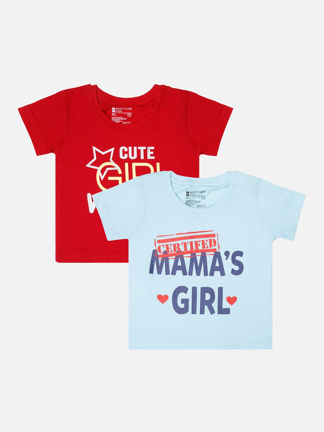 

Bodycare Girls Pack Of 2 Printed Cotton T-shirts, Red