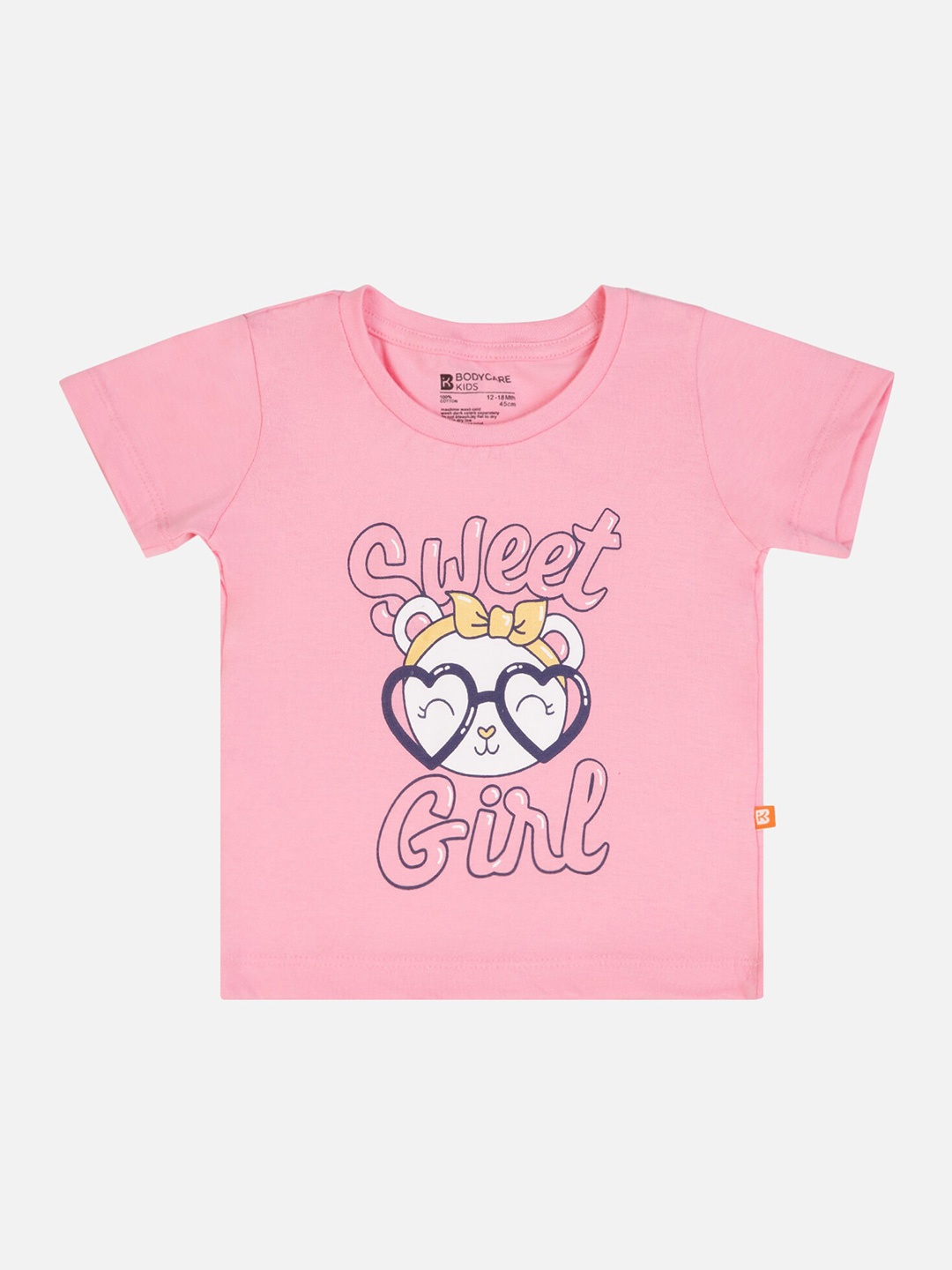 

Bodycare Girls Typography Printed Cotton T-shirt, Pink