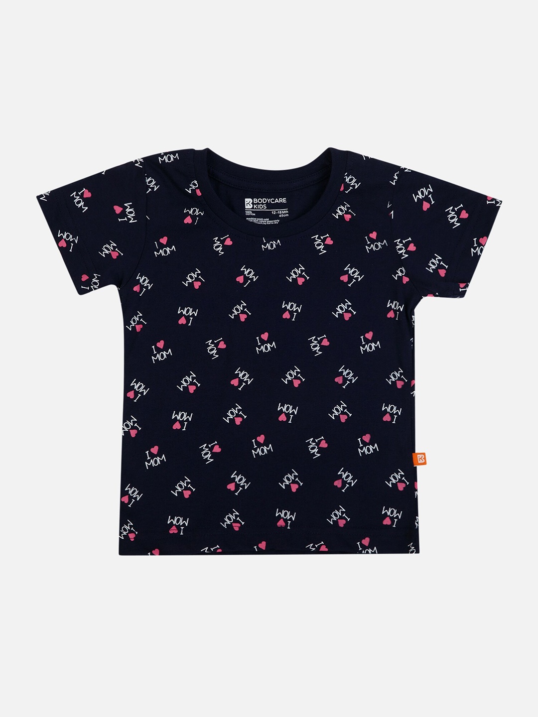 

Bodycare Girls Typography Printed Short Sleeves Cotton T-shirt, Navy blue