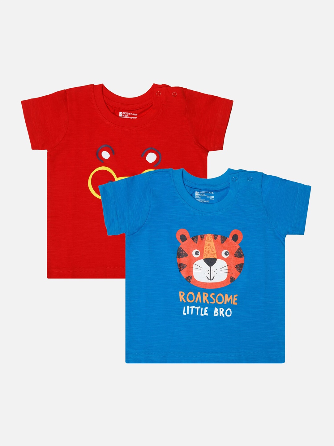 Bodycare Infant Boys Pack Of 2 Graphic Printed Cotton T-shirts, Red